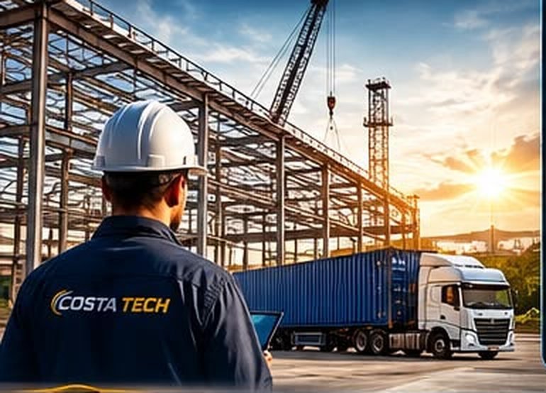 Engenheiro da Costa Tech em obra de estrutura metálica